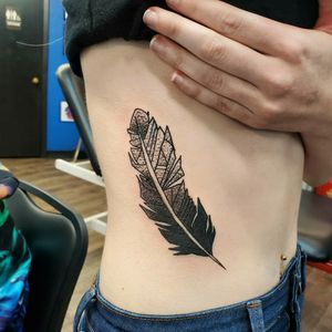 Geometrical feather tattoo with a bit of dotwork with ig