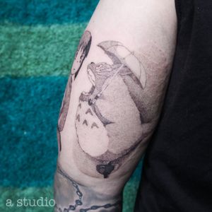 Totoro dotwork tattoo 
