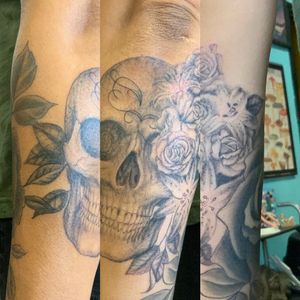 Skull roses and lilies 