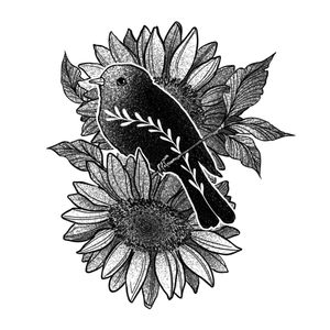 Bird w sunflower