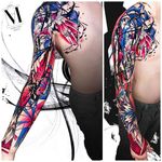 Full sleeve tattoo in abstract concept Avantgarde style ... ...