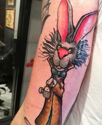 Mad rabbit tattoo #madrabbit #rabbit #rabbittattoo #neotraditionalrabbit #cartoon