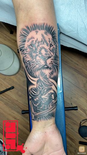 Lion & Spartan pairing for Client...Thanks for watching.#lionstattoos #spartantattoos #customsdesign #byjncustoms☀️