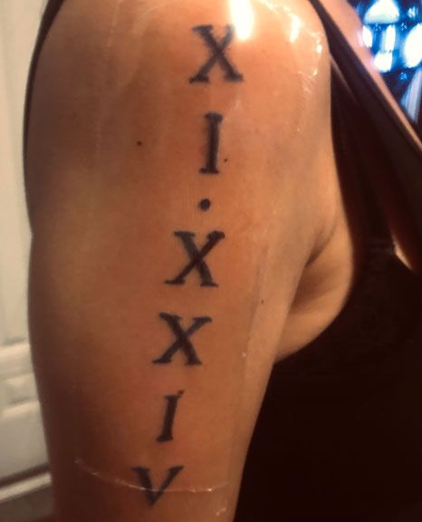 Roman numeral date tattoo on fore arm placement  Roman numeral date tattoo  Date tattoos Elbow tattoos