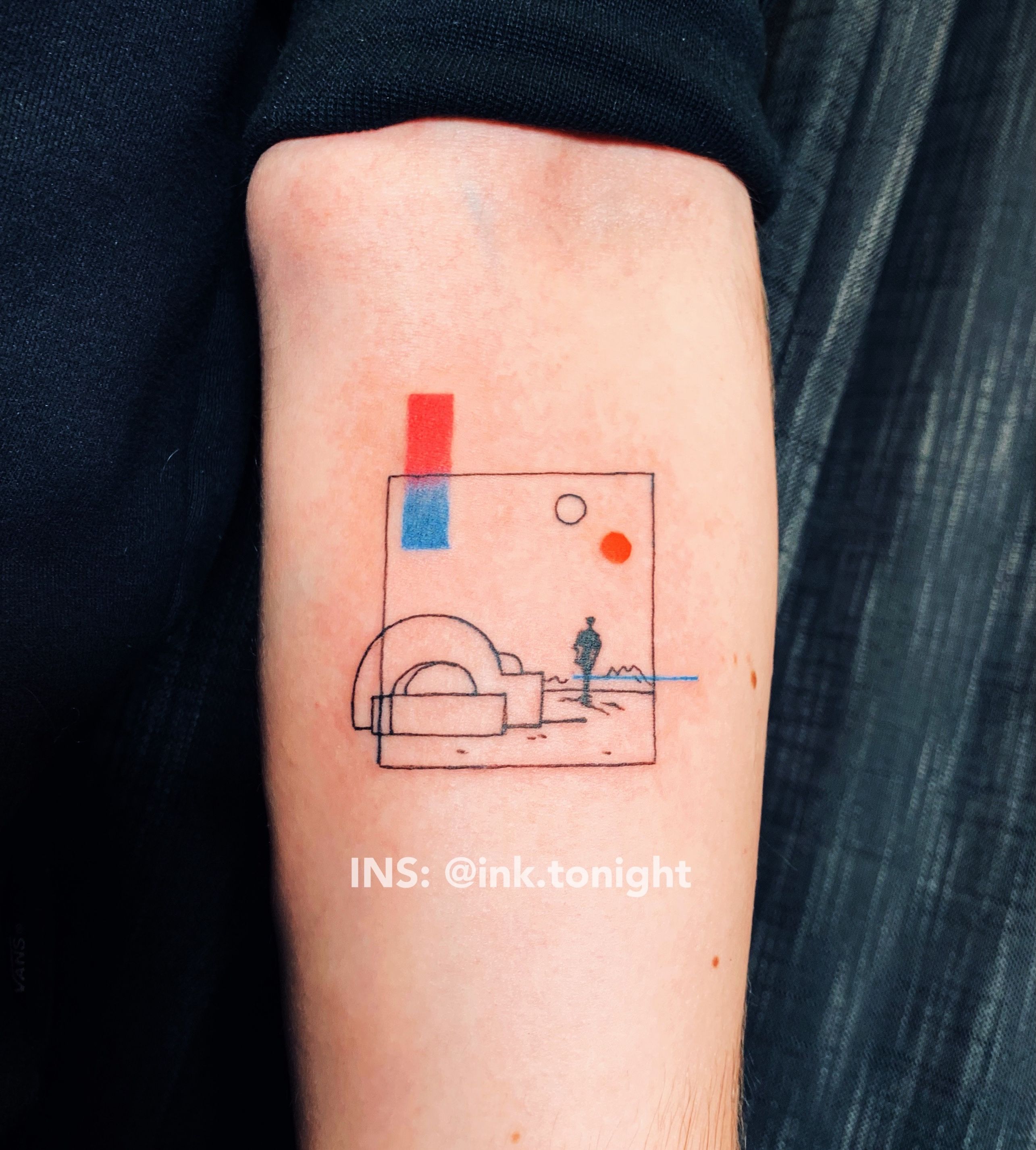 My binary sunset featuring tiny R2 By Aly Clarkson at Black Mint  Collective OKC  rtattoos