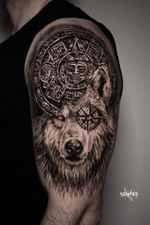 Wolf with Mayan calendar 📅 🐺 #wolf #mayan 