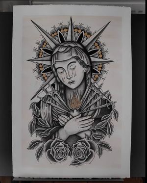 Madonna backpiece or frontpiece painting
