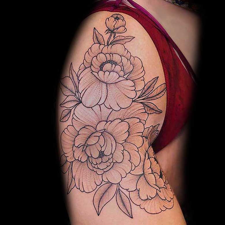 Lightly Shaded Floral and Buds on Arm Instagram MichaelBalesArt by  Michael Bales TattooNOW