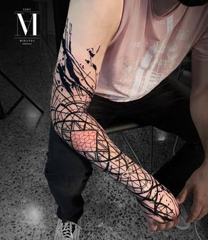 Full sleeve tattoo by Abel Miranda. Work in progress.... Abstract concept Avantgarde style ...