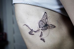 𝙄𝙂: 𝙣𝙖𝙩𝙚_𝙩𝙝𝙖𝙞𝙡𝙖𝙣𝙙 🌿 Blackwork minimal butterfly tattoo by Nate, a tattoo artist in Chiang Mai, Thailand 