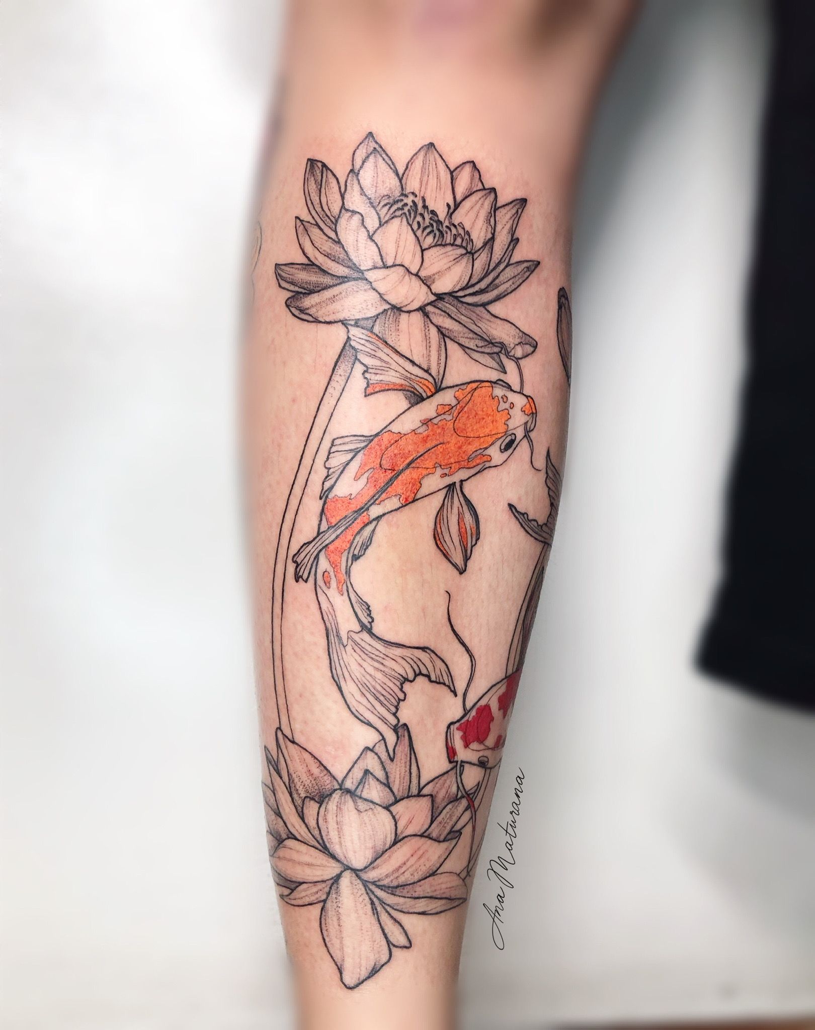Tattoo uploaded by Ana Maturana • Koi Fish with lotus flower I 🎏 • Tattoodo