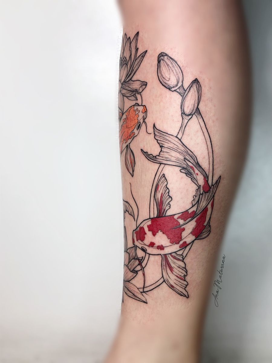 Tattoo uploaded by Ana Maturana • Koi Fish with lotus flower II 🎏 ...