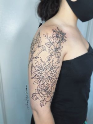 Ana Maturana’s tattoo flowers bird I