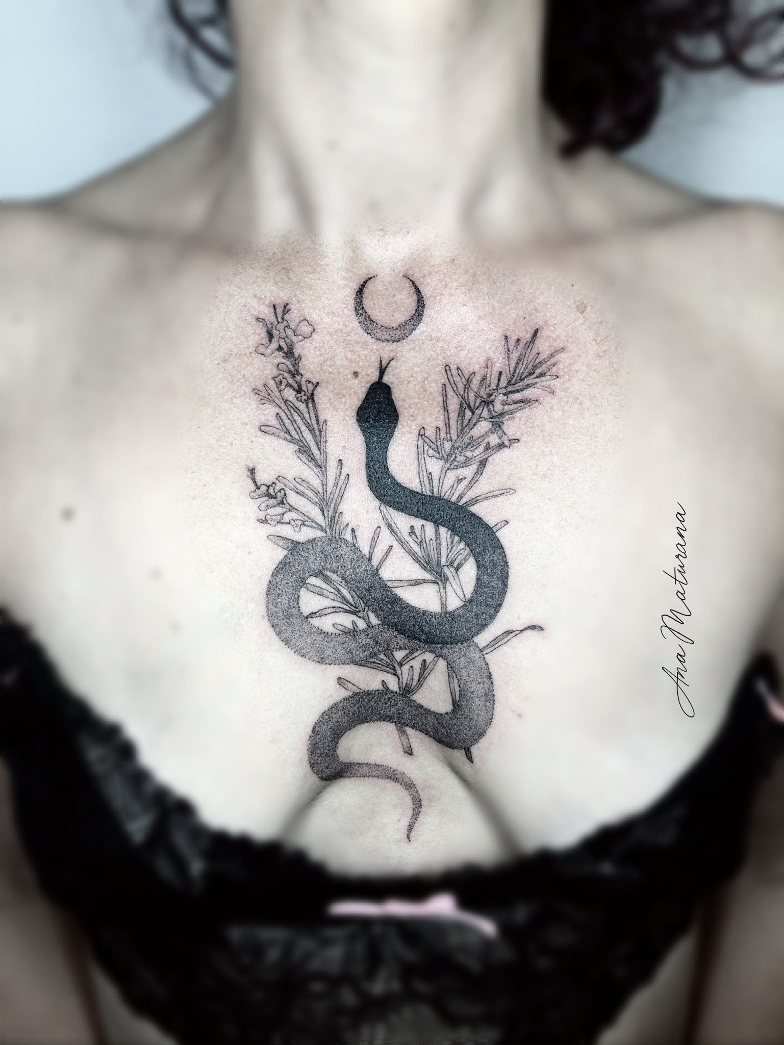 Rose and Dagger  Crescent moon and snake shoulder tattoo Done by artist  John Pidwell  Facebook