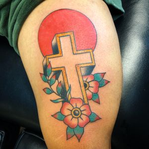 Cross with flowers