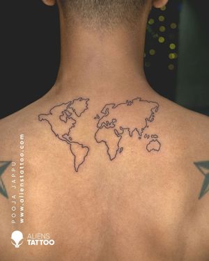 Amazing World Map tattoo by Pooja Jappu at Aliens Tattoo India.
If you wish to get this tattoo, Visit our website- www.alienstattoo.com