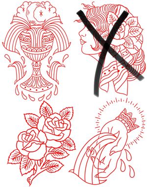 Flash available to be tattooed. Full color preferred. Hourly rate of $150/hr. Deposit required to book. If interested in booking, please email nick.k.tattoos@gmail.com or Message me on Instagram @nick.k.tattoos.No messages on here.