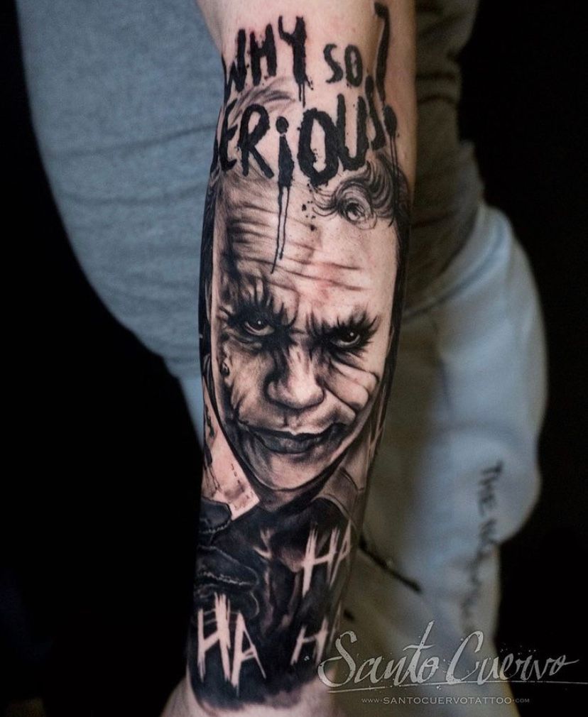memphistattoobrian:joker-batman-comic-book-color-colorful-arm-tattoos