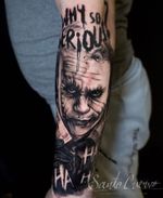Joker - Sponsored by: @hellotattoomed @greenhousetattoosupplies Done using: @killerinktattoo @fusion_ink @fkirons @inkjecta @blackclaw @stencilanchored @inkeeze #tattoo #tattedup #tattooart #tattoostudio #tattoolovers #ink #inklife #inked #tattooartist #londontattooartist #tattooing #tattoolife #tattoosocial #tattoolondon #vegantattoo #veganink #vegan #killerinktattoo  #london #stokenewington #hackney #londontattoostudio #alexalvarado #santocuervo