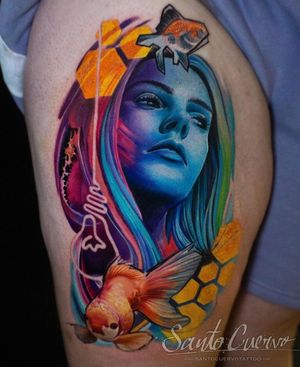 Neon girl - Sponsored by: @hellotattoomed @greenhousetattoosupplies Done using: @killerinktattoo @fusion_ink @fkirons @inkjecta @blackclaw @stencilanchored @inkeeze #tattoo #tattedup #tattooart #tattoostudio #tattoolovers #ink #inklife #inked #tattooartist #londontattooartist #tattooing #tattoolife #tattoosocial #tattoolondon #vegantattoo #veganink #vegan #killerinktattoo #london #stokenewington #hackney #londontattoostudio #alexalvarado #santocuervo