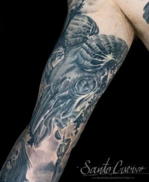 Ram skull-Sponsored by:@hellotattoomed@greenhousetattoosuppliesDone using:@killerinktattoo@fusion_ink@fkirons@inkjecta@blackclaw@stencilanchored@inkeeze#tattoo #tattedup #tattooart #tattoostudio #tattoolovers #ink #inklife #inked #tattooartist #londontattooartist #tattooing #tattoolife #tattoosocial #tattoolondon #vegantattoo #veganink #vegan #killerinktattoo  #london #stokenewington #hackney #londontattoostudio #alexalvarado #santocuervo