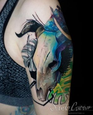 Bull skull-Sponsored by:@hellotattoomed@greenhousetattoosuppliesDone using:@killerinktattoo@fusion_ink@fkirons@inkjecta@blackclaw@stencilanchored@inkeeze#tattoo #tattedup #tattooart #tattoostudio #tattoolovers #ink #inklife #inked #tattooartist #londontattooartist #tattooing #tattoolife #tattoosocial #tattoolondon #vegantattoo #veganink #vegan #killerinktattoo  #london #stokenewington #hackney #londontattoostudio #alexalvarado #santocuervo