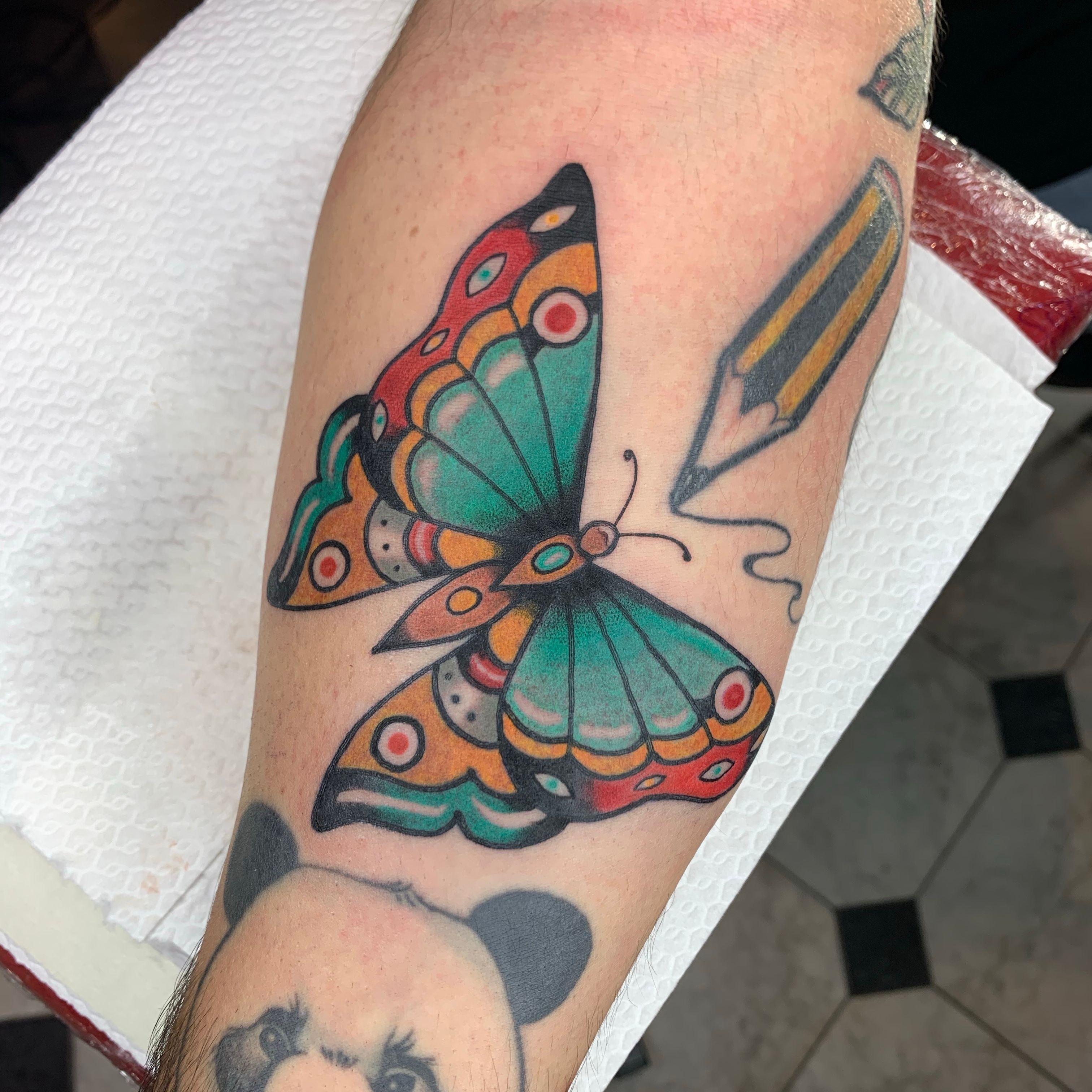 Psychedelic moth tattoo done by IG queertooer in ATX  rTattooDesigns