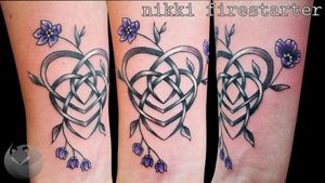 Mother knot with three flowers for three children . . . . #MotherKnot #CelticKnot #symbolism #knot #flowers #floral #FlowerTattoo #tattoos #BodyArt #BodyMod #modification #ink #art #QueerArtist #QueerTattooist #MnArtist #MnTattoo #VisualArt #TattooArt #TattooDesign #TheTattooedLady #TattooedLadyMN #NikkiFirestarter #FirestarterTattoos #firestarter #MinnesotaTattoo