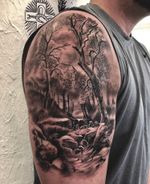 Forest/Lake scene on upper arm