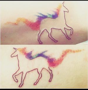 Unicorn matching tats #matchingtattoos #unicorn #unicorntattoo