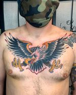 Eagle tattoo #eagletattoo #chestpiece #traditionaleagle #eaglechestpiece #traditionaleagletattoo 