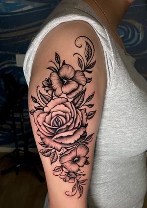 Custom Flower & Rose tattoo done here @prolific.dtla I would love to do more sleeves like this, send me your ideas let’s bring them to life! Now booking for May or June or whenever the fuck this bullshit is over #FuckCovid19 . . . #Uzis_Tattoos #RafaelCamarena #BlackandGrey #TattooArtist #Chicano #FlowerSleeveTattoo #CaliforniaTattooArtist #VioletTattoo #Tattoo #CuteTattoo #RealisticTattoo #GirlswithTattoos #RoseTattoo #LosAngeles #California #FineLineArt #FlowerTattoo #Beautiful #DowntownLosAngeles #Hollywood #LosAngelesTattooartist #HalfSleeve #Flowers #Therapy #Floraltattoo #PhotoOfTheDay