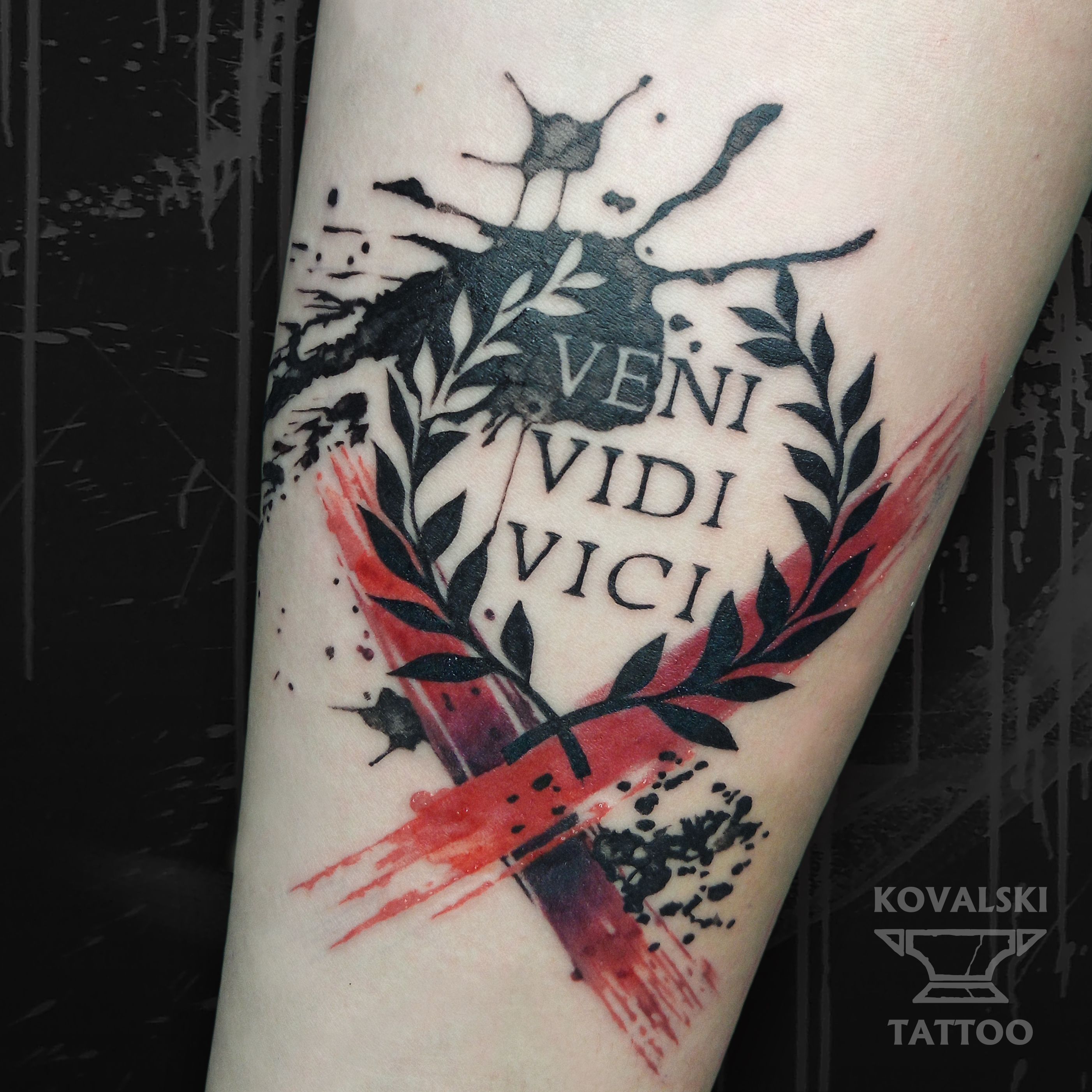 Tattoo uploaded by Vladimir Kovalski • Lettering veni vidi vici • Tattoodo