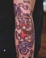 Dream devouring Baku Tattoo done recently by Lachie Grenfell. - The Baku originates from Chinese folklore and has a long history in Japanese folklore. known best for feeding off of nightmares and bad dreams. According to legend, the Baku were created by the spare pieces left over when the gods finished creating all other animals. . . . @lachiegrenfell . . . #lachiegrenfell #melbournetattoo #melbournetattooist #melbournetattooer #baku #japanesetattoo #japanesetattoos #bakutattoo #japanesefolkloretattoo #japanesetattooart #japanesetattooing #armtattoo #gapfiller #northmelbournetattoo #vicmarkettattoo