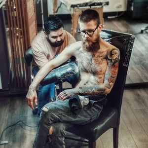 Tattooing a fellow artist & friend