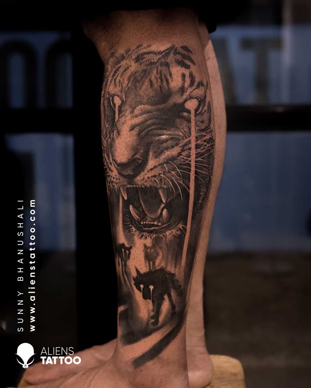 Portrait Realism Tattoo - Making of Lord Arjuna Tattoo by Sunny Bhanushali  - Double Exposure Tattoo - YouTube