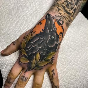 Neotraditional raven done on my coworker yesterday