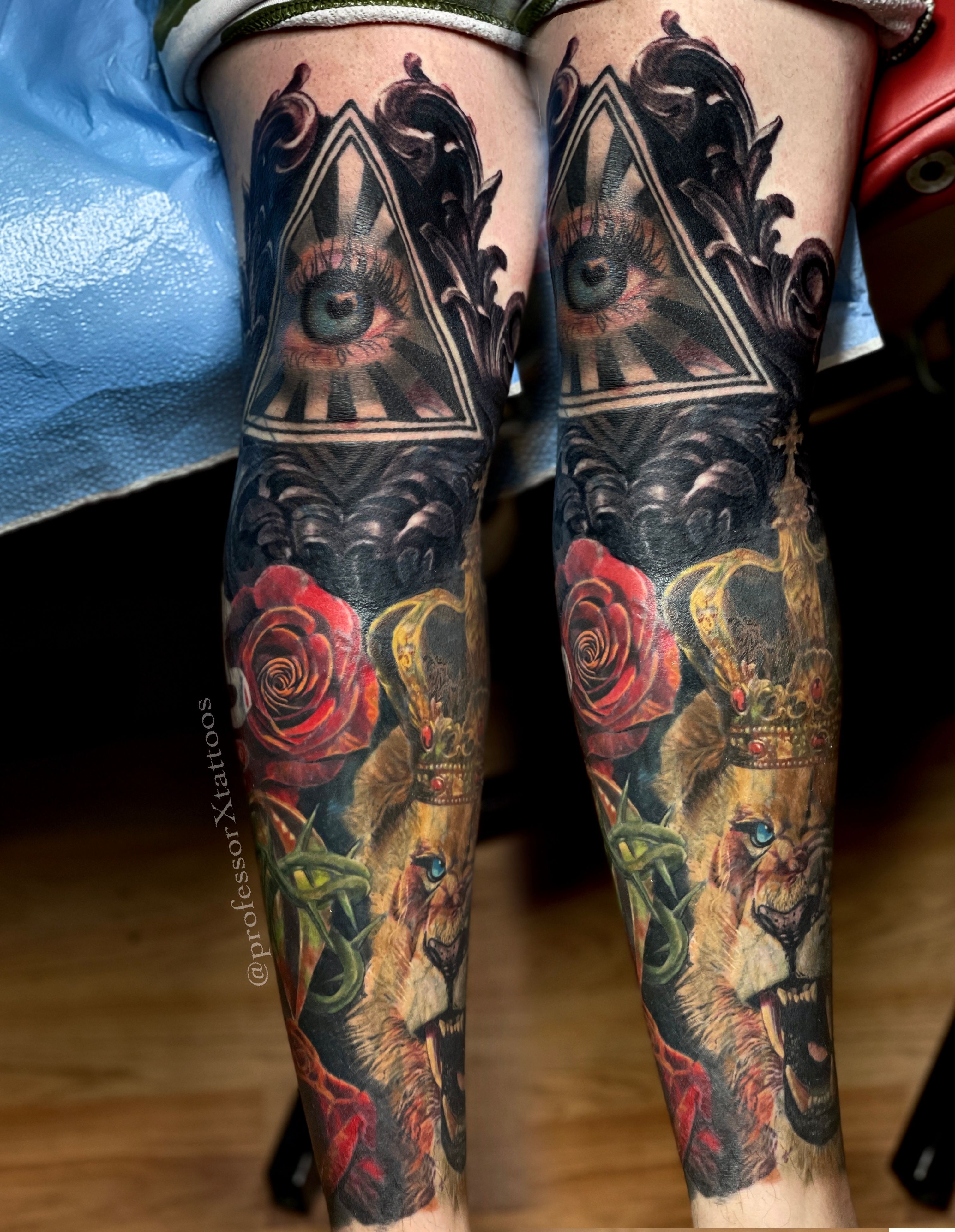 Custom lower leg tattoo coverup Trashpolka tattoo style Portrait tattoo  Tattoo and design by Ki  Ankle tattoo cover up Lower leg tattoos Tattoo  designs men