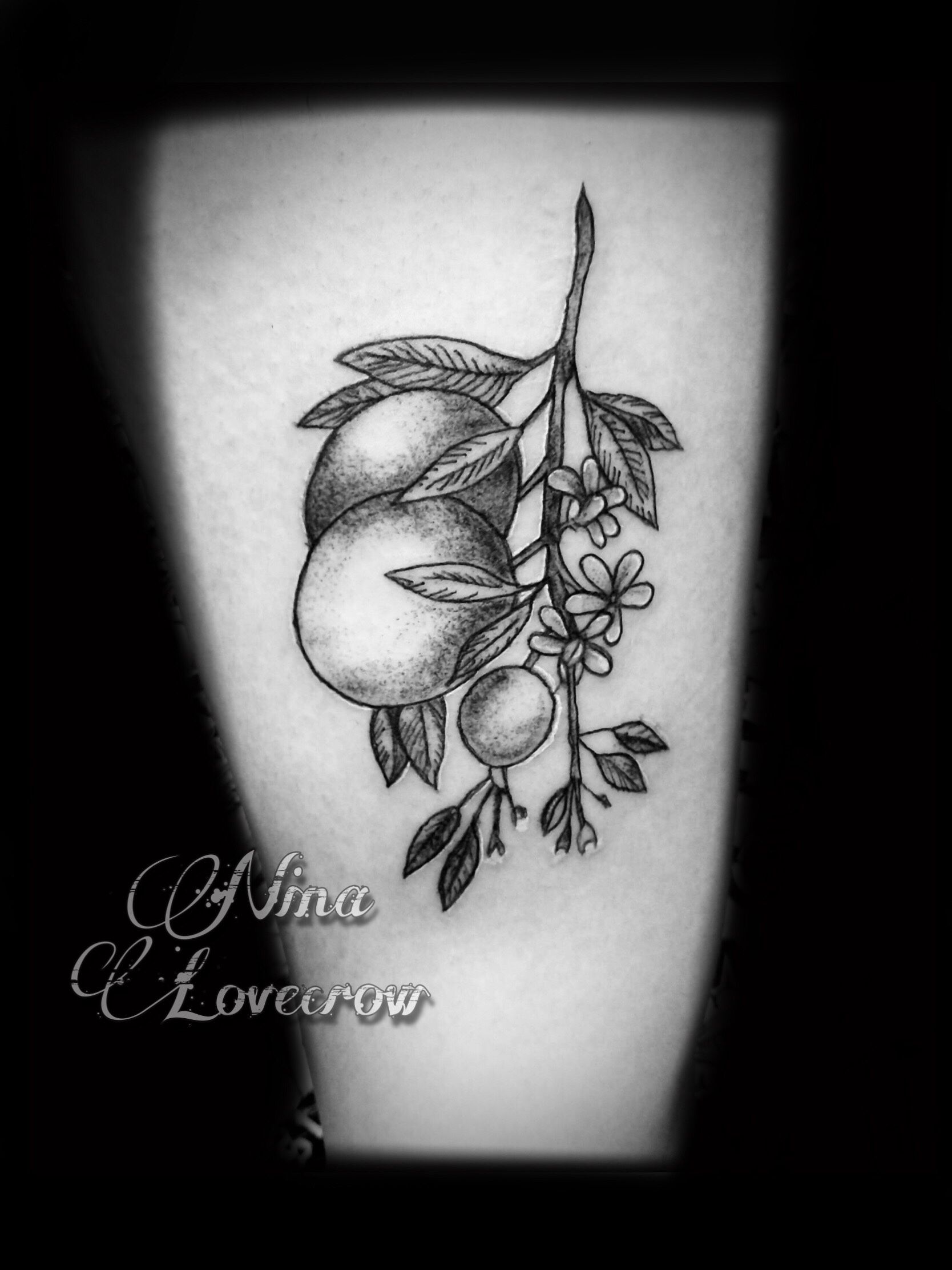Neroli branch tattoo  orange tattoo  citrus fruit tattoo  Fruit tattoo  Peach tattoo Body art tattoos