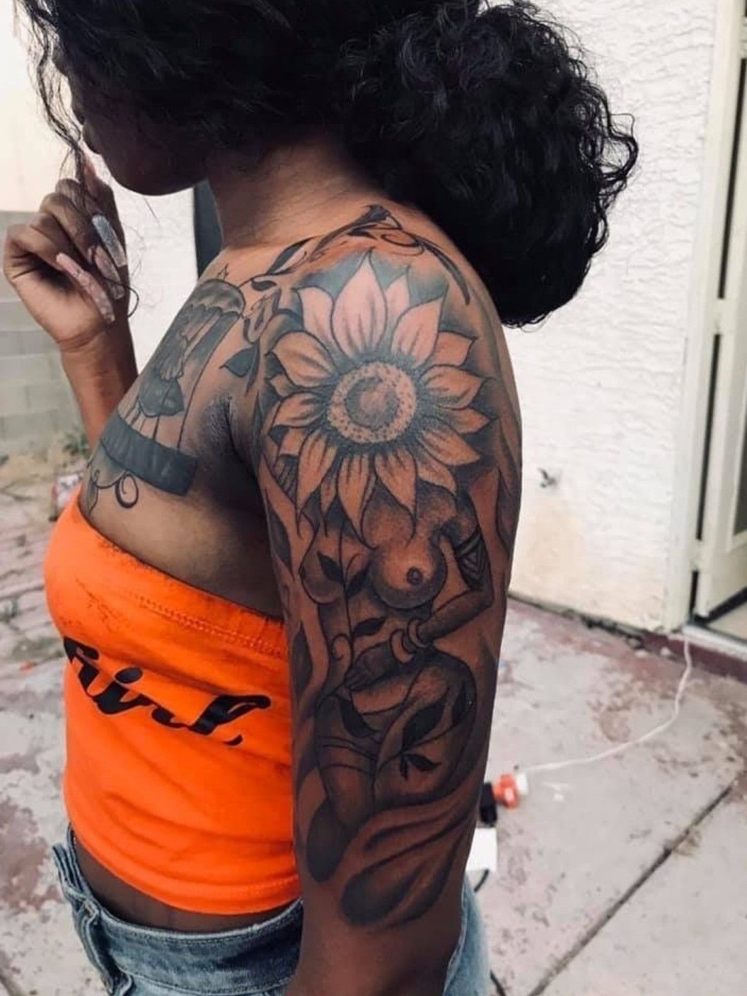 Tattoo uploaded by Tajae Gustavus  Pintrest afro Africa africanamerican  blackgirlmagic egyptian Egypt girl darkskintattoo queen  queennefertiti  Tattoodo