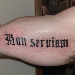 Non serviam is Latin for "I will not serve". The phrase is generally attributed to Satan, who is said to have spoken these words to express rejection to serve God in the heavenly kingdom. 