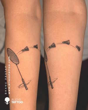 Amazing Badminton Tattoo by Bhanu Pratap at Aliens Tattoo India.
If you wish to get this tattoo visit our website - www.alienstattoo.com