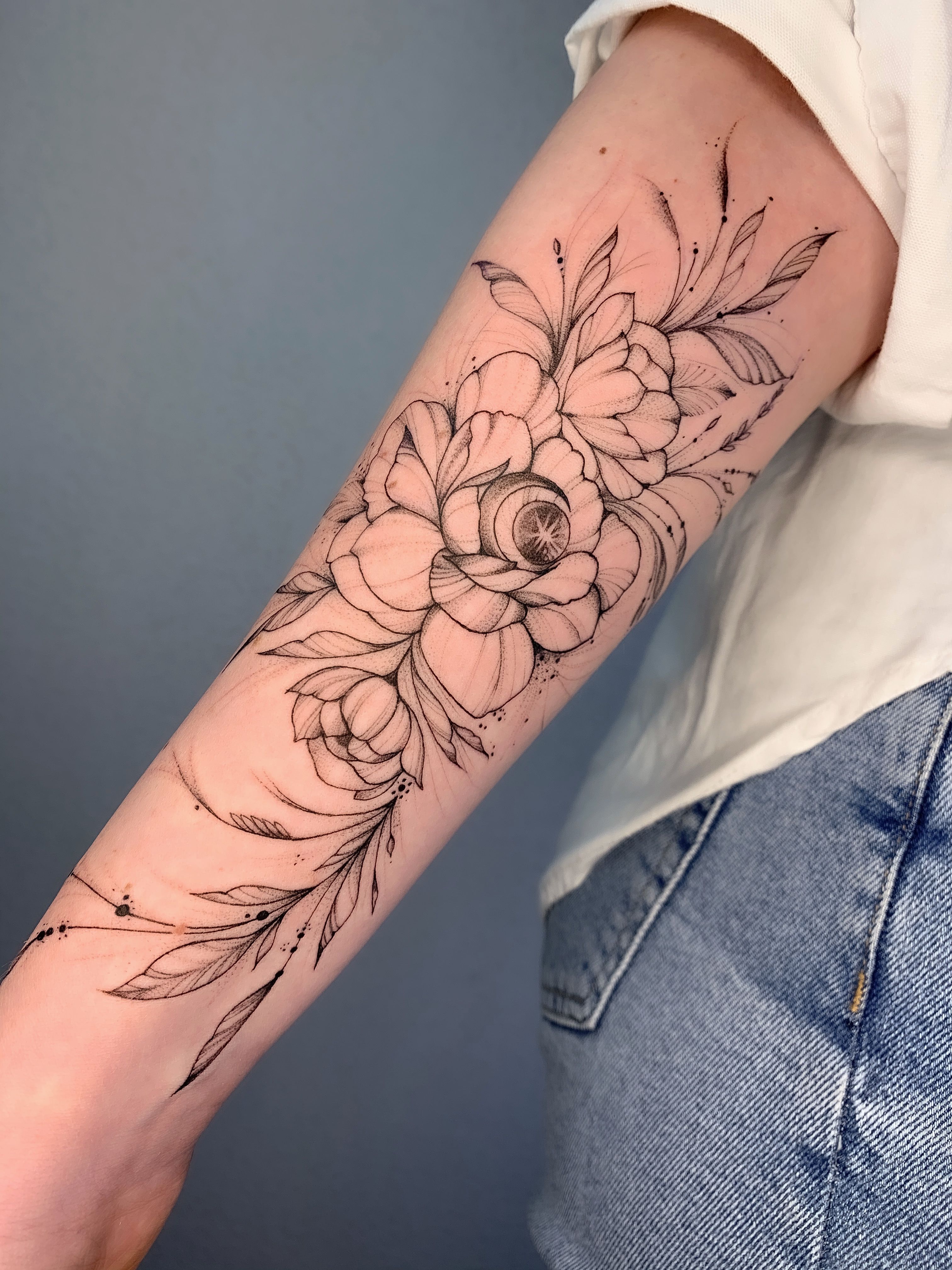 flower lower arm tattoos for women