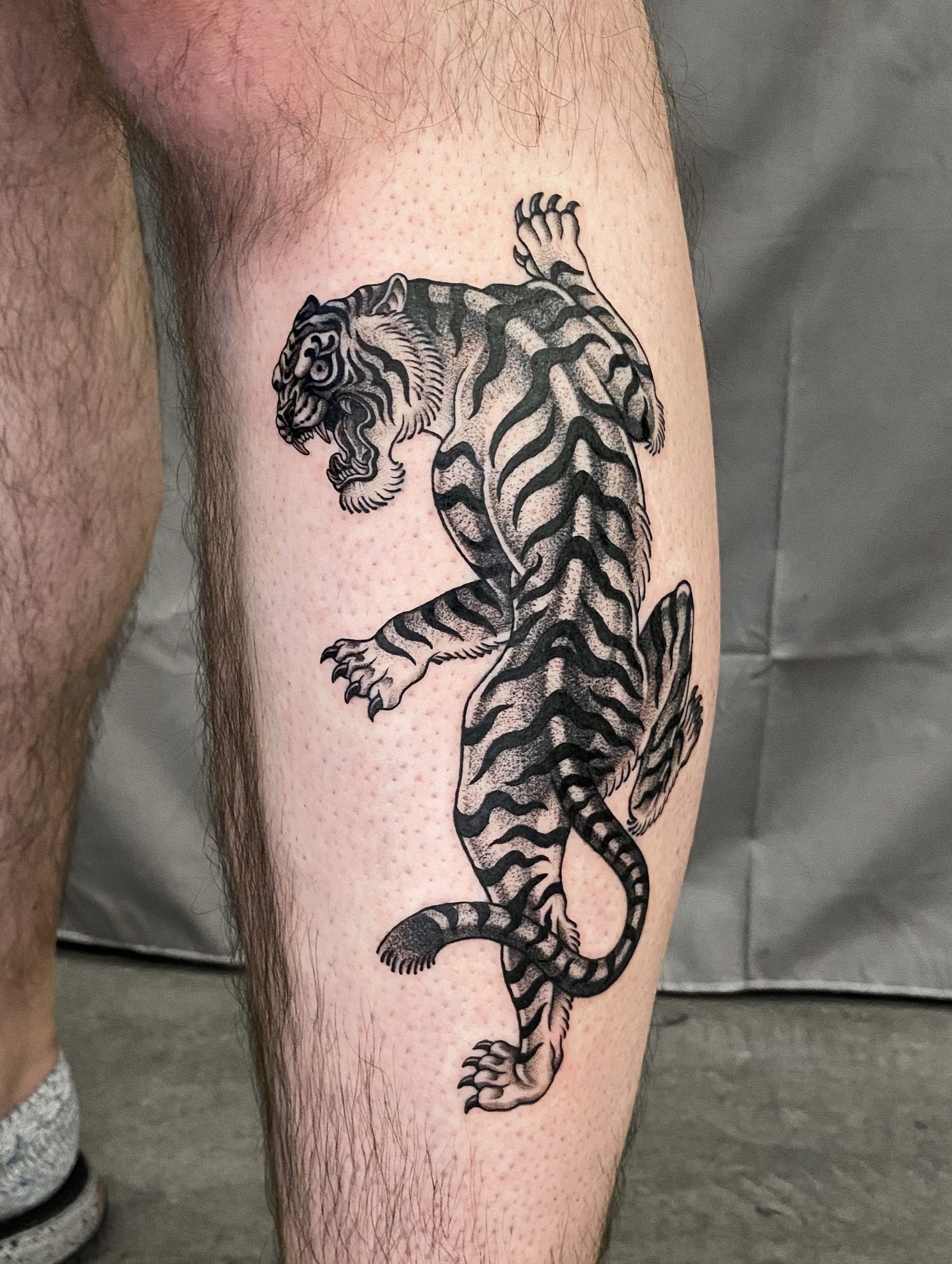 Tattoo uploaded by illson  Tiger on calf  Tattoodo