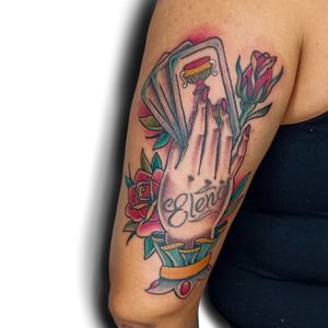Hand play cards tattoo