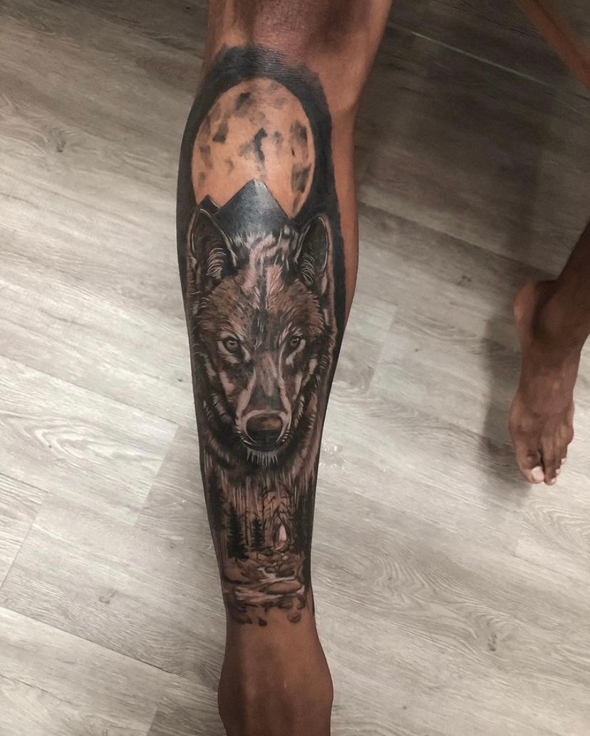 Fun piece and classic tattoo design of a wolf cub looking into the  reflection, but wanted to do my own custom version. Thanks for the tru... |  Instagram