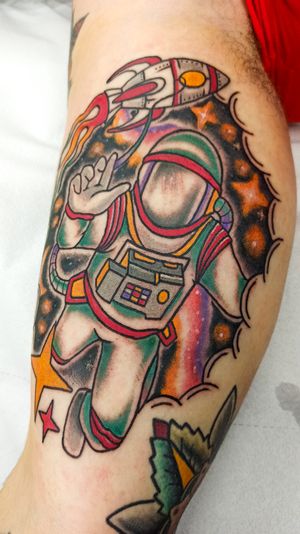 Astronaut tattoo with galaxy