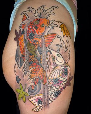 Koi fish and Momiji (maple leafs) for my awesome client Ashley 