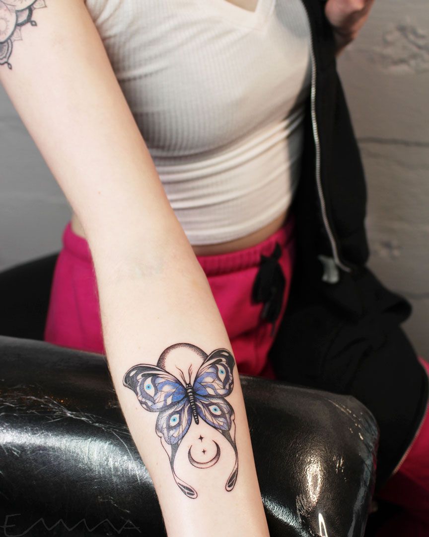 Tattoo uploaded by Emma Judd • Evil Eye Butterfly • Tattoodo