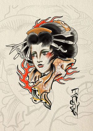 Japanese Traditional Flash tattoo design by Thaigaz Swallow #Goldendaggertattoobkk